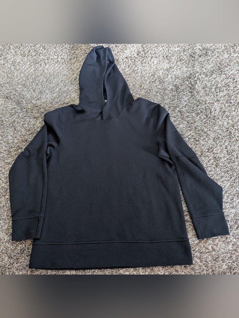 Lululemon Black Waffle Knit Snap Button Pullover Active Hoodie Men's M